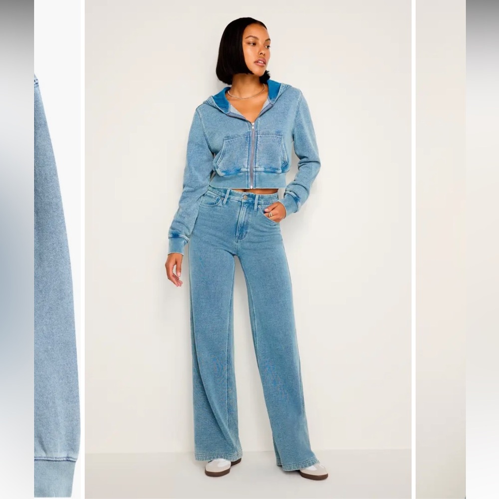 Good American- Jeanius Crop Zip Hoodie & Jeanius Good Skate Cotton Pants